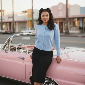 Philosophy Apparel Crew Neck Button Front Cardigan (Petite), SKY BLUE, LP, NWT